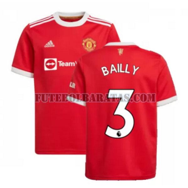 camisa bailly 3 manchester united 2021 2022 home - vermelho homens