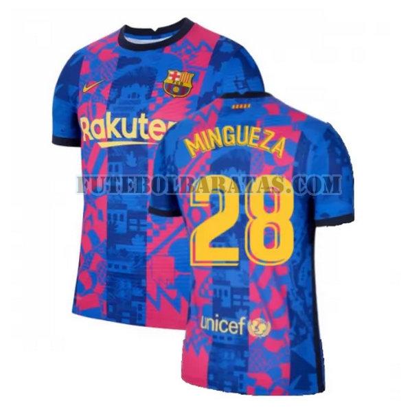 camisa mingueza 28 barcelona 2021 2022 third - azul vermelho homens