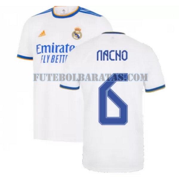 camisa nacho 6 real madrid 2021 2022 home - branco homens